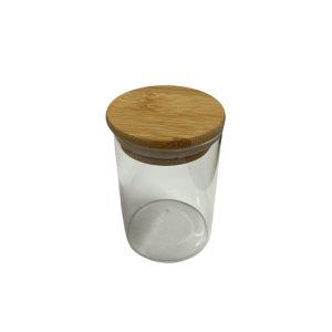 Pote de Hermetico Vidro Borossilicato Liso com Tampa de Bambu 200ml