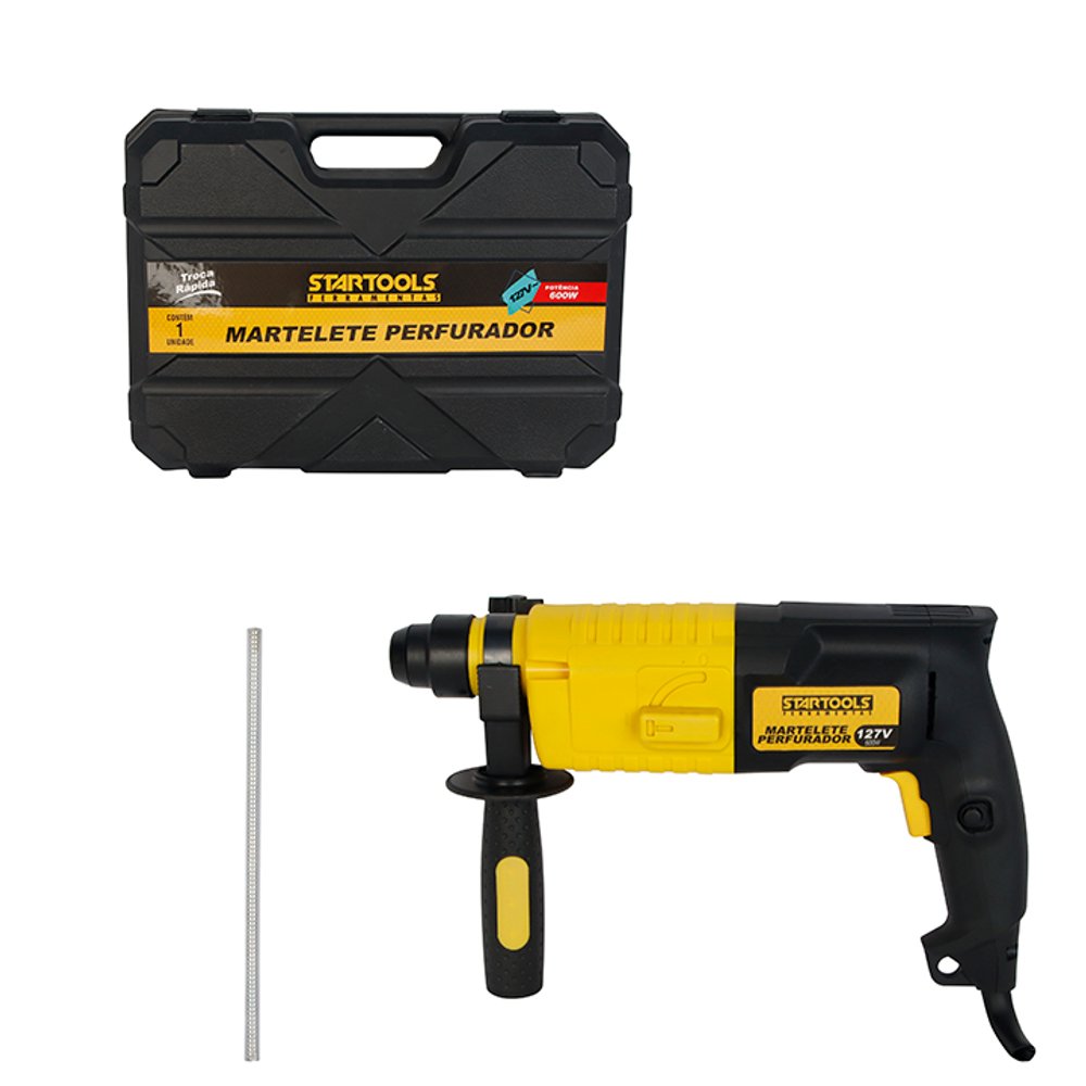 Martelete Perfurador 127V 600W Impacto Profissional com Mandril 13mm e 3 Modos de Uso