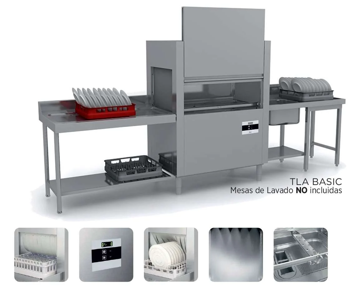 Túnel de lavagem industrial – Cestos de 50×50 cm com lavagem e enxaguamento 60/120 cestos/hora VERONA TLA BASIC (31-10.1)