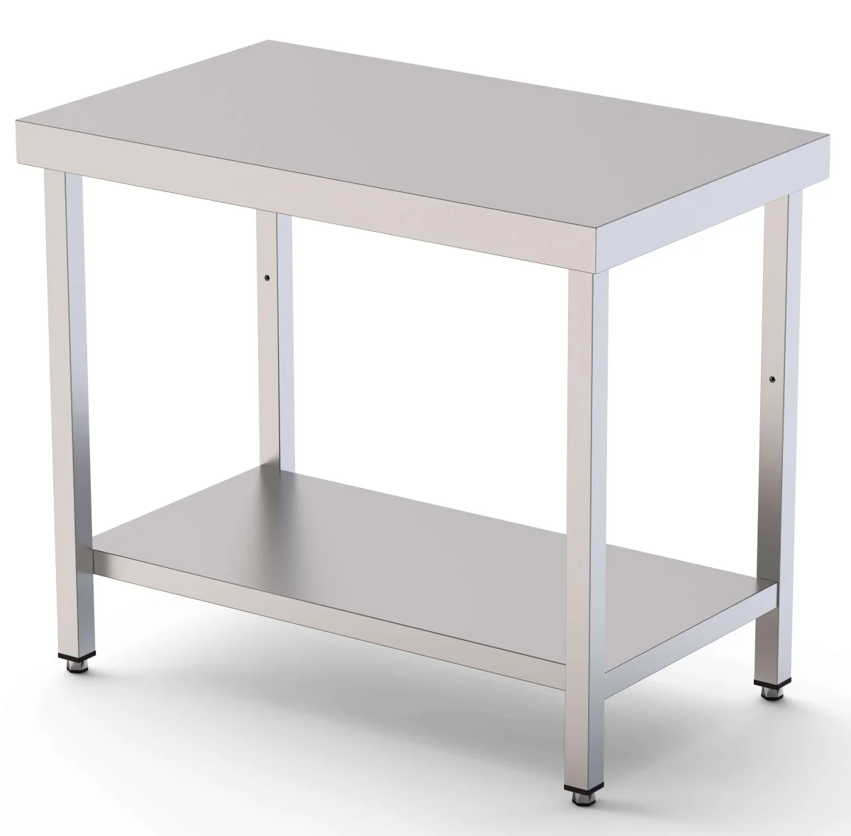 Mesa de Trabalho Aço Inox Central c/ 1 Prateleira 600x500x850h mm WTC150060S1