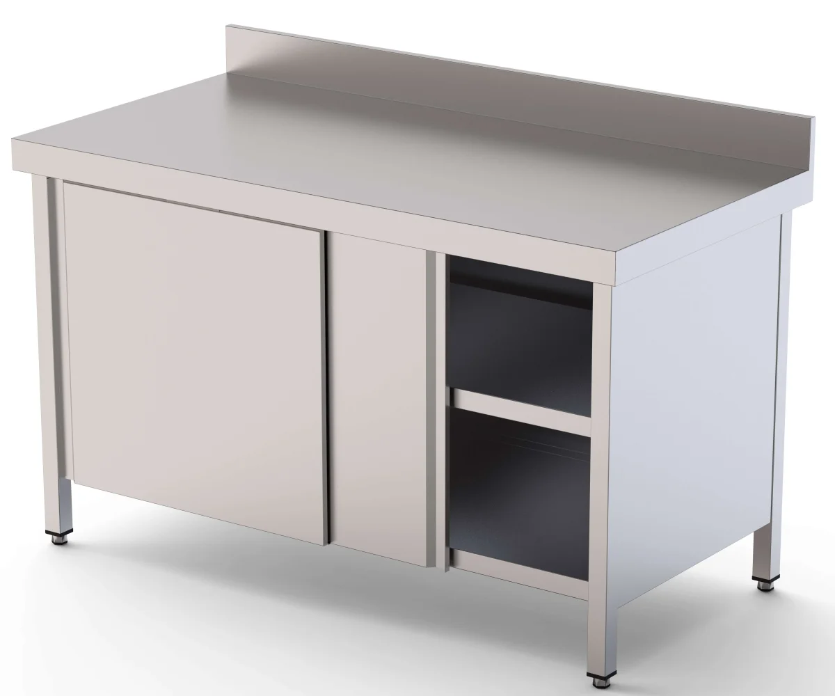 Mesa de Trabalho Aço Inox de Parede c/ Porta de Correr 1 Face 2800x700x850h mm WTW170280SD
