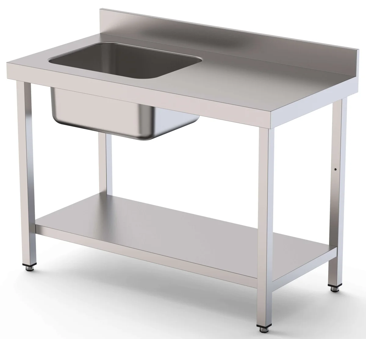 Mesa de Trabalho Aço Inox de Parede c/ Prateleira e Cuba à Esquerda 2800x600x850h mm WTW16028LB1