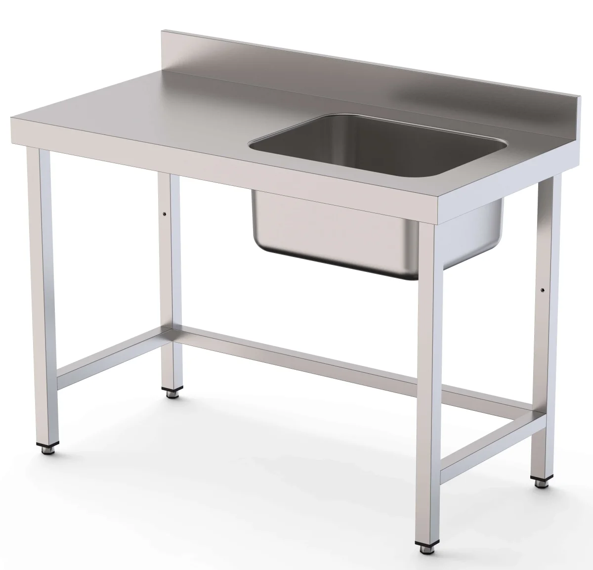 Mesa de Trabalho Aço Inox de Parede s/ Prateleira e c/ Cuba à Direita 1800x700x850h mm  WTW17018RB0