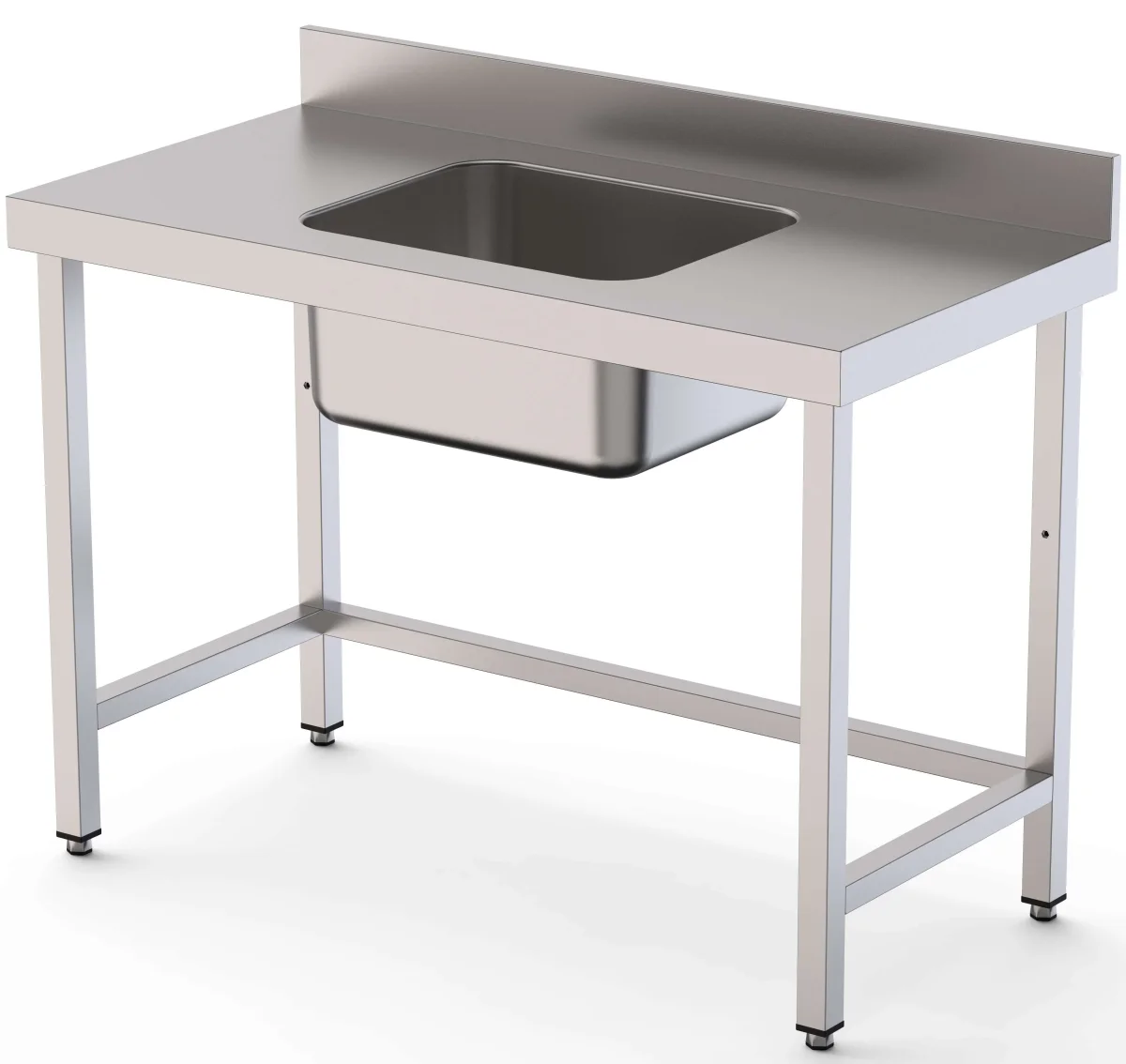 Mesa de Trabalho Aço Inox de Parede s/ Prateleira e c/ Cuba Central 1500x700x850h mm  WTW17015CB0