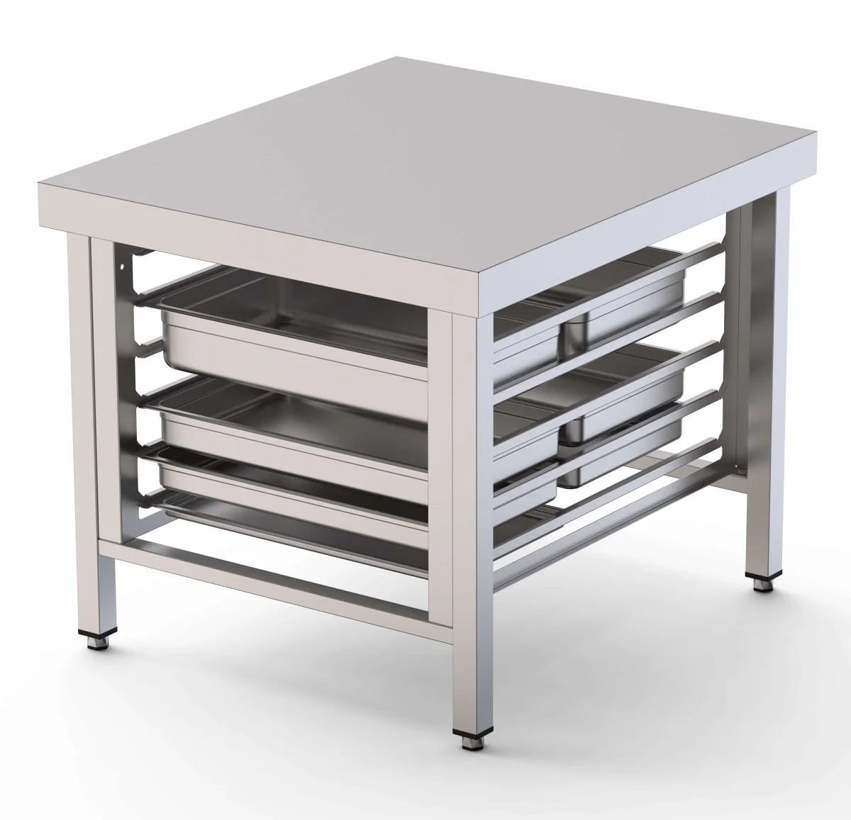 Mesa de Suporte Aço Inox p/ Fornos c/ 6 Guias GN 2/1 850x850x700h mm WTC085GN12O
