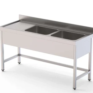 Lava-Louça Aço Inox 1 Cuba Esquerda Fundo 600 c/ Móvel s/ Prateleira 1200x600x850h mm IS1612L10S0