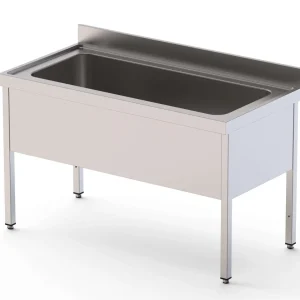 Lava-Louça de Grande Capacidade em Aço Inox 1 Cuba Esquerda Fundo 700 c/ Móvel s/ Estante - 1600x700x850 mm IS1716L1HCS0