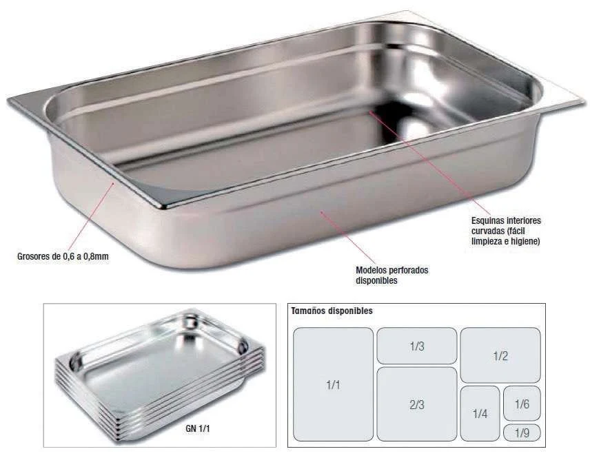 Cubas Gastronorm Aço Inoxidável GN2/3-100 PEKIN GNCH11