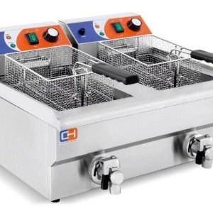 Fritadeira Elétrica 12+12 Litros com Torneira 686x530 x385h mm Pequim EF-162V