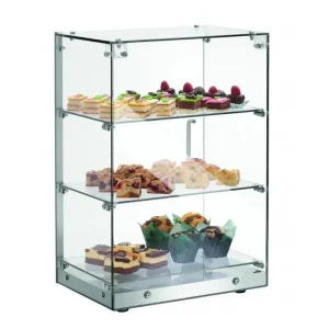 Vitrine Neutra Expositora 3 Níveis Base Em Aço Inoxidável 406x350x618h mm Linha PEKÍN XCZ-60L
