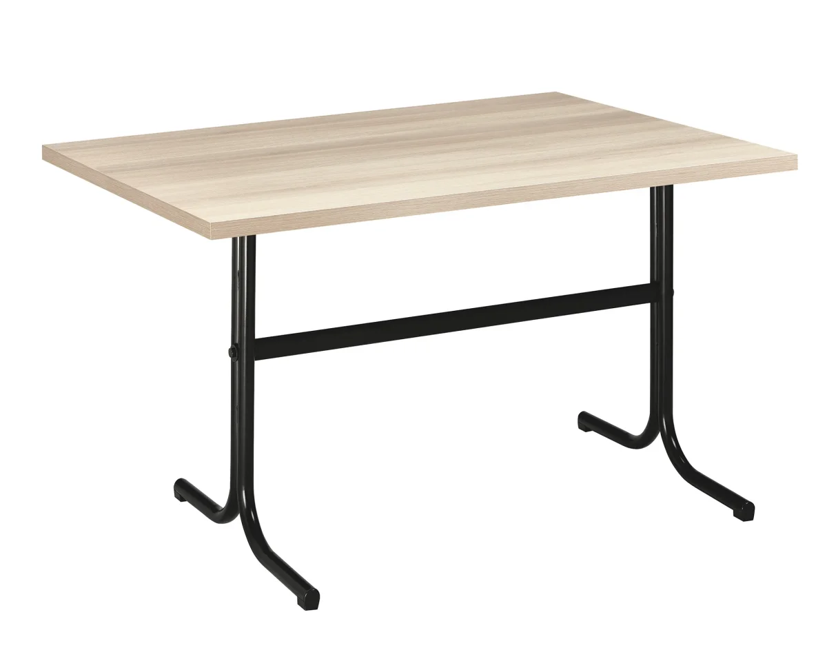 Mesa Interior Armazón Plastificado Negro con Tablero de Melamina Acacia 110×70 cm PLASENCIA ACA
