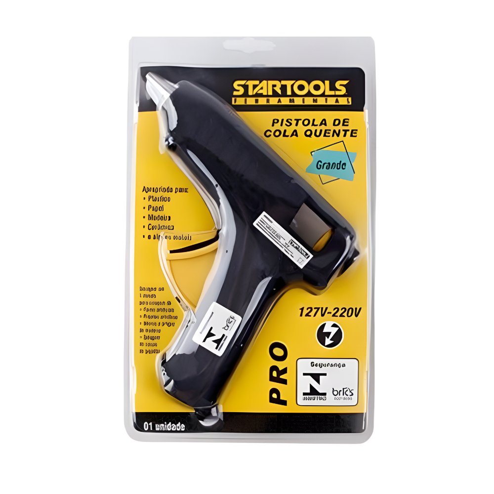 Pistola de Cola Quente Grande Bivolt 15W Preta Alta Temperatura Cola Artesanato Diy