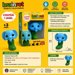 Boneco Colecionável Lirili Larila Brainrot Azul e Verde 8cm – IMPORTUDO