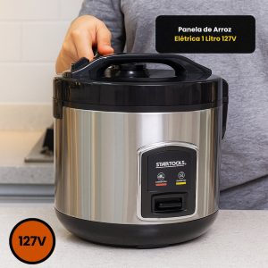 Panela de Arroz Elétrica 1 Litro 127V Panela Antiaderente Compacta Preta Magalu
