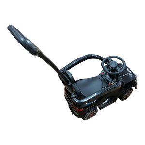 Carrinho Elétrico Infantil com Empurrador Preto 12V Bateria Recarregável Rodas de Borracha