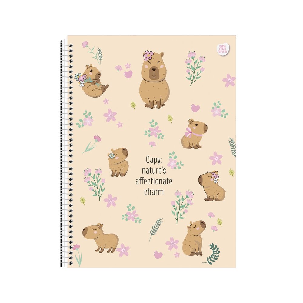 Caderno Universitário Espiral 1 Matéria Capivara 160 Folhas Folhas Sortidas Capa Dura