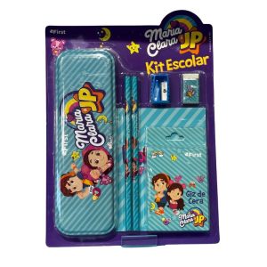 Kit Escolar Maria Clara e JP com Estojo, Mochila Infantil, Lápis, Borracha, Apontador e Caderno 10 Matérias