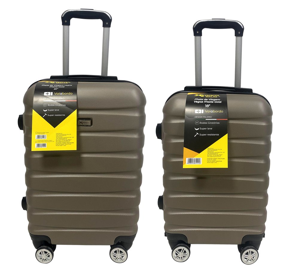 Kit 2 Malas de Viagem Com Rodinhas 18” e 20” – Cinza