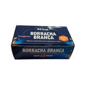 Kit Caixa com 60 Borrachas Brancas para Quadra Esportiva Tamanho Padrão Alta Durabilidade