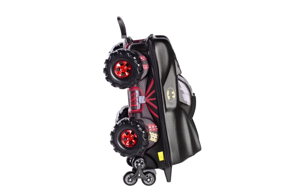 Mala Infantil Batmóvel 3D com Rodinhas Preta Resistente Infantil Viagem Escolar