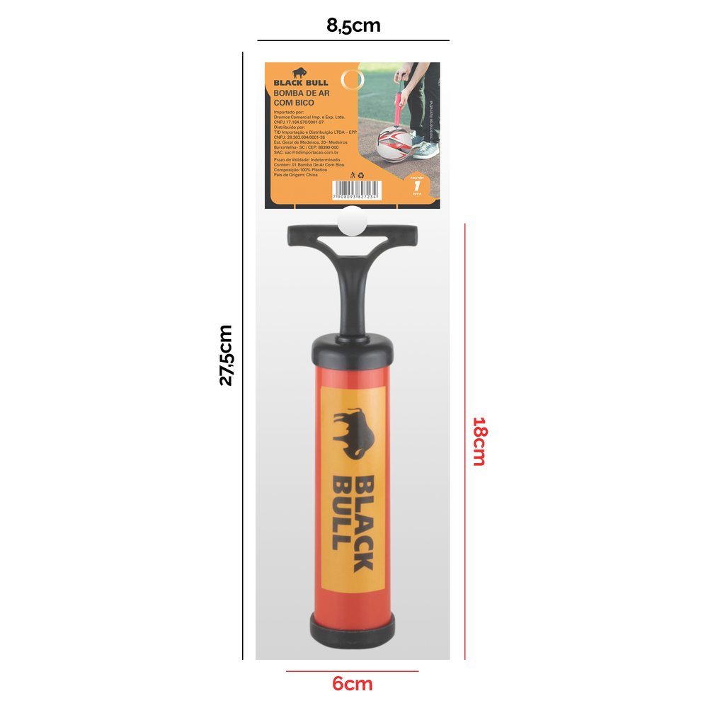 Bomba de Ar Manual com Bico – Amarela